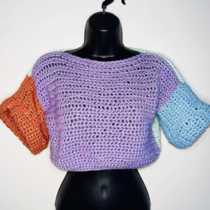 Colorblock MESH CROP Sweater (S)